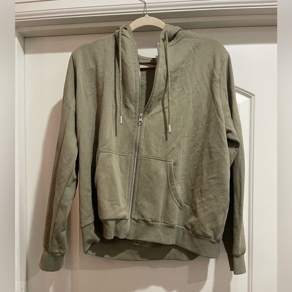 H&M Basics olive green zip up